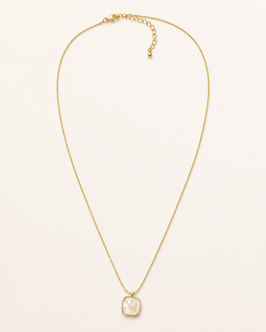 Additional view of Shell Glow Pendant Necklace by AURAM with luminous shell-style pendant and gold-tone chain