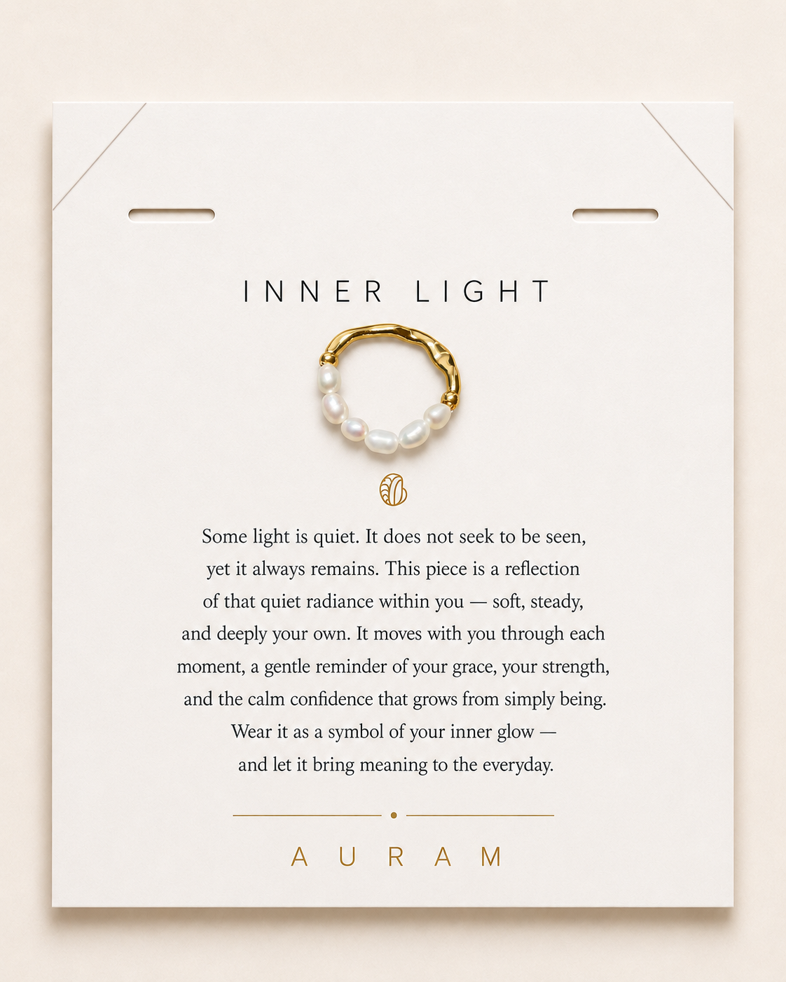 Inner Light Baroque Pearl Ring by AURAM with organic baroque pearl detail