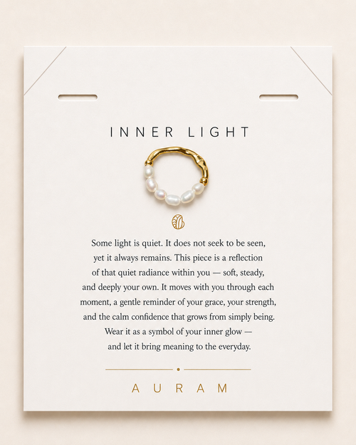 Inner Light Baroque Pearl Ring by AURAM with organic baroque pearl detail