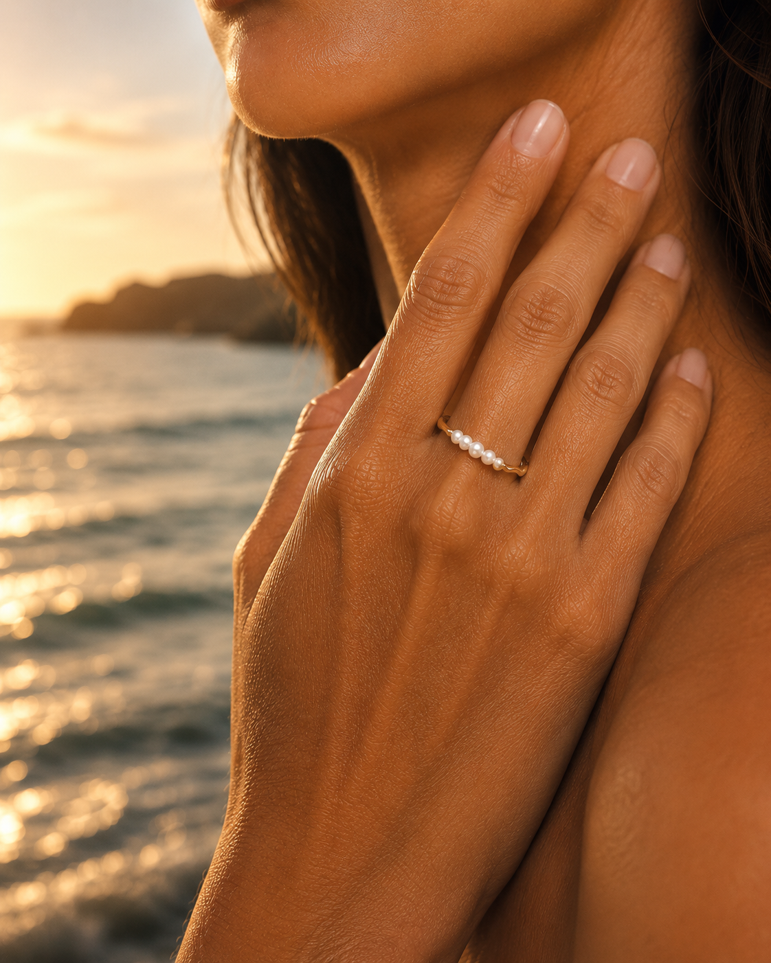 Additional view of Inner Light Baroque Pearl Ring by AURAM with organic baroque pearl detail