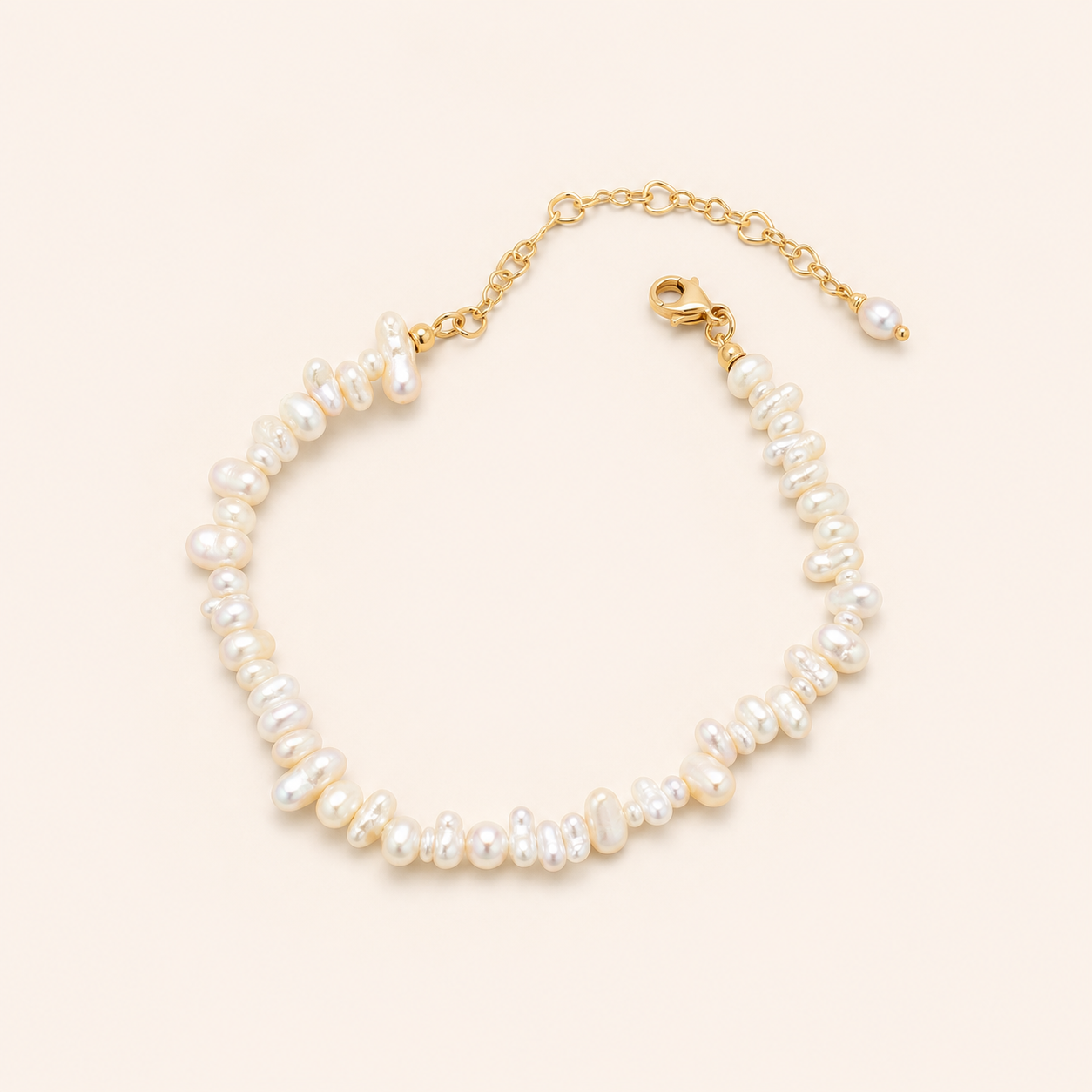 Alternate product view of A Quiet Tide Pearl Bracelet by AURAM with naturally irregular pearl shapes