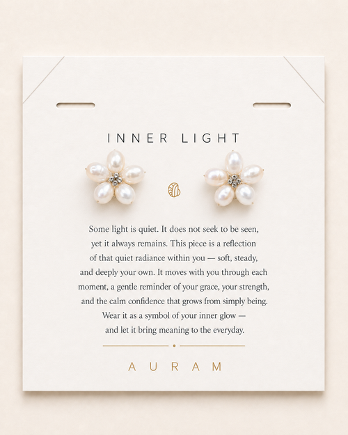 Inner Bloom Pearl Earrings by AURAM with soft floral-inspired pearl styling