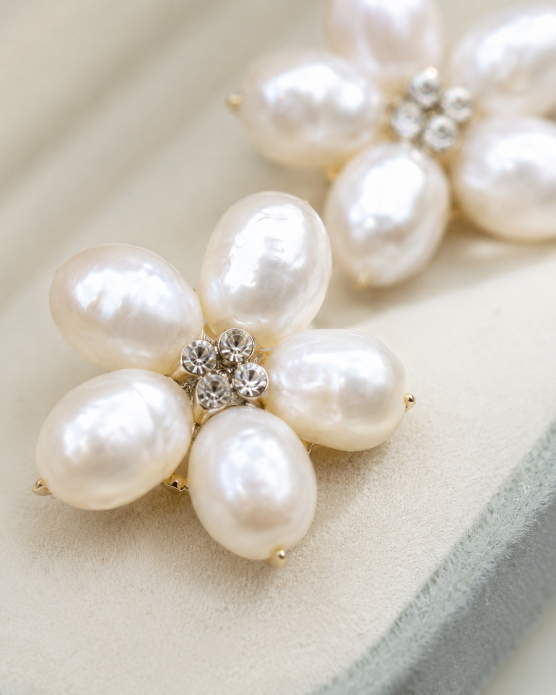 Alternate product view of Inner Bloom Pearl Earrings by AURAM with soft floral-inspired pearl styling