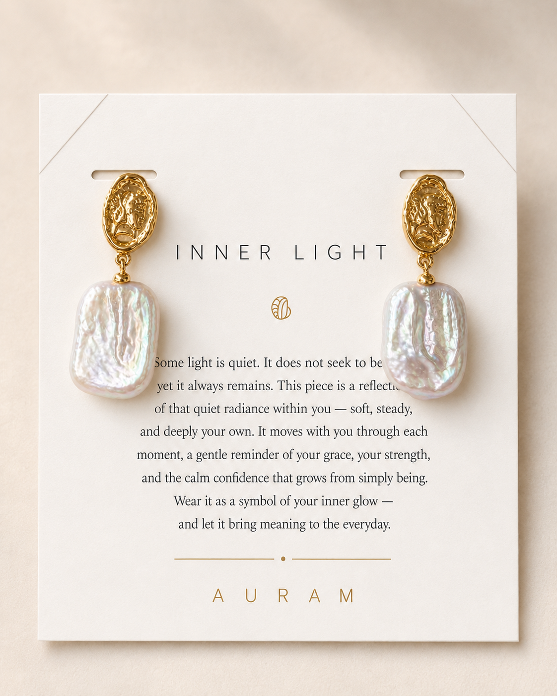 Sunlit Relic Baroque Pearl Earrings by AURAM with organic baroque-style pearls
