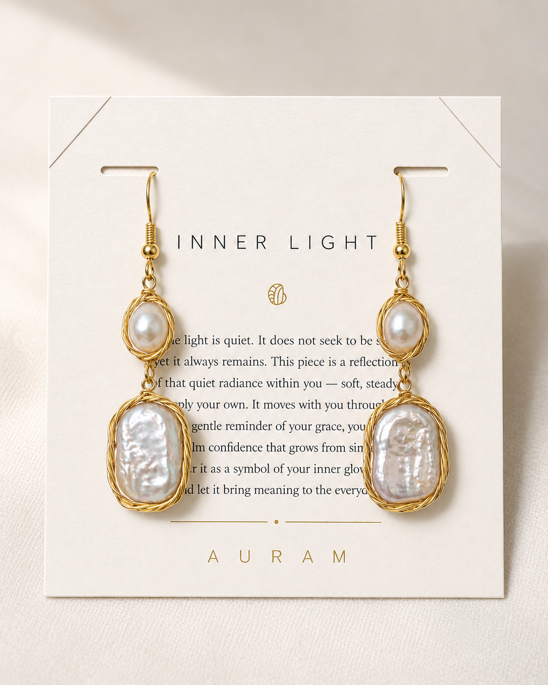Whispering Tide Baroque Pearl Drop Earrings by AURAM with soft coastal pearl styling
