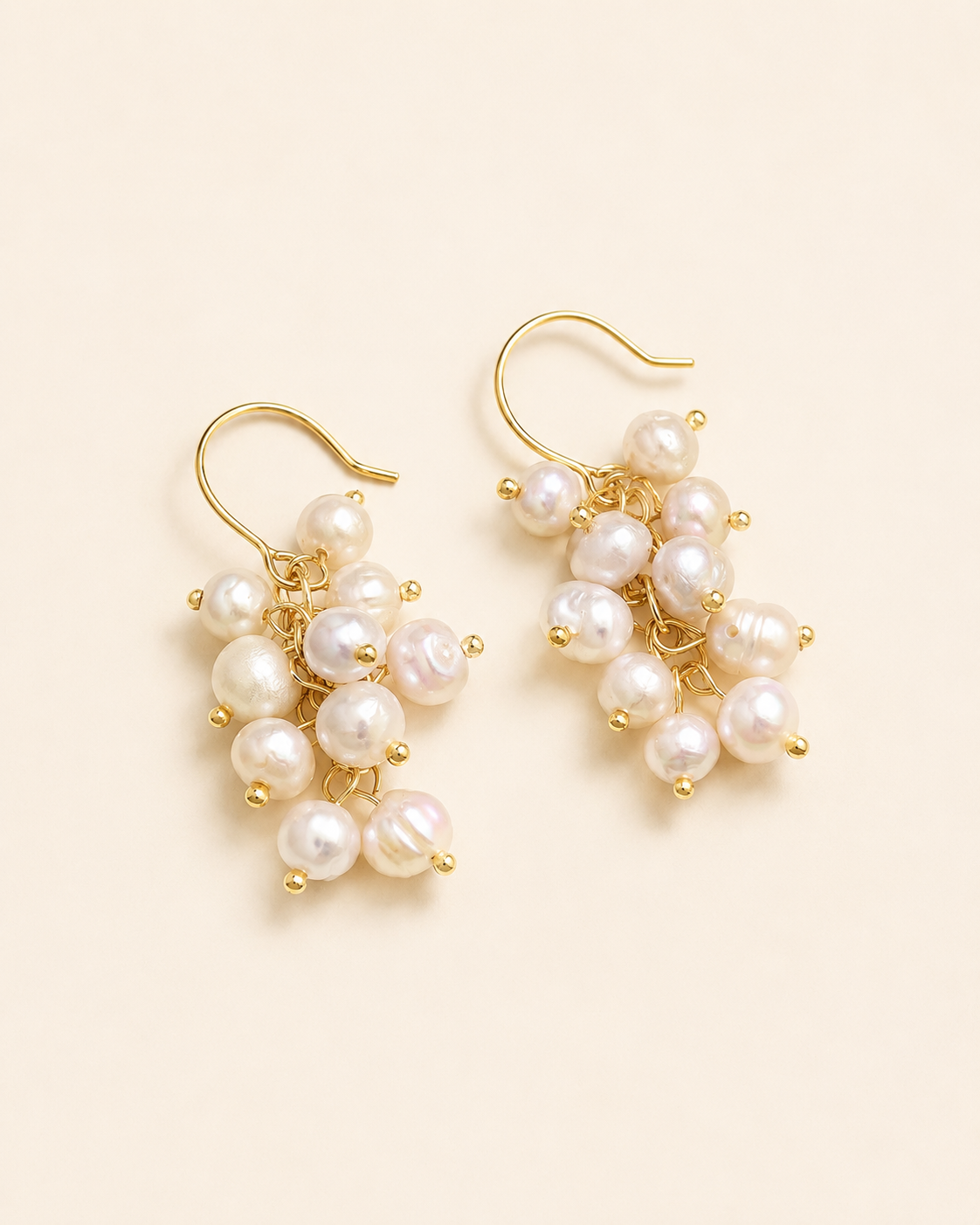 Alternate product view of Pearl Vine Cluster Earrings by AURAM with clustered pearl and vine-inspired styling