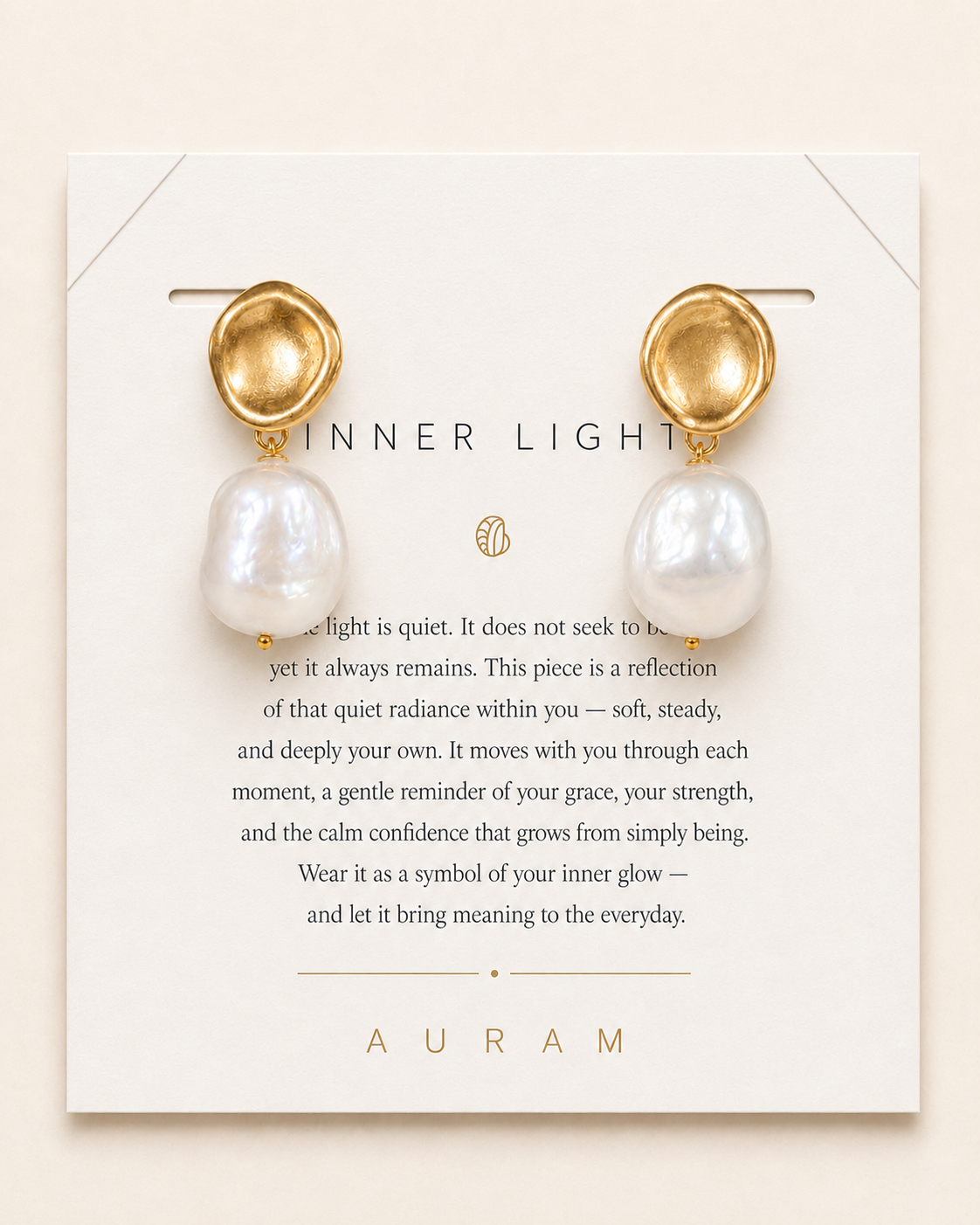 Golden Halo Baroque Pearl Drop Earrings by AURAM with gold-tone halo detail