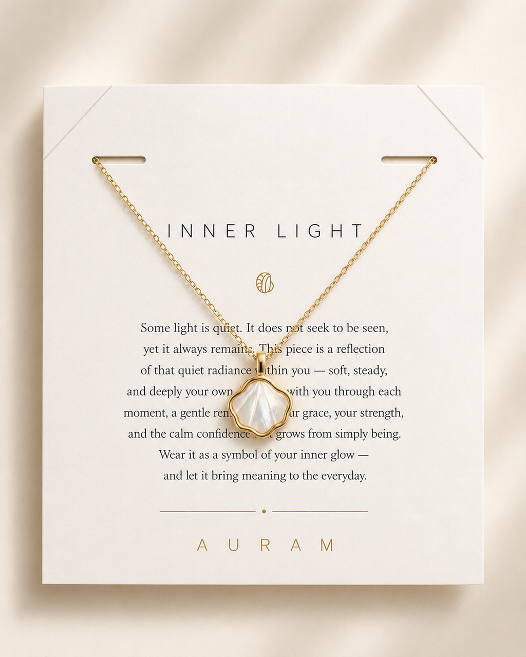 Shell Bloom Mother-of-Pearl Pendant Necklace by AURAM with floral shell-inspired pendant