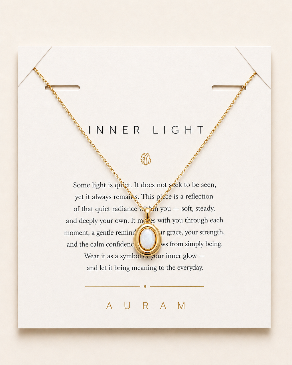 Moon Cove Mother-of-Pearl Pendant Necklace by AURAM with moon-inspired shell pendant