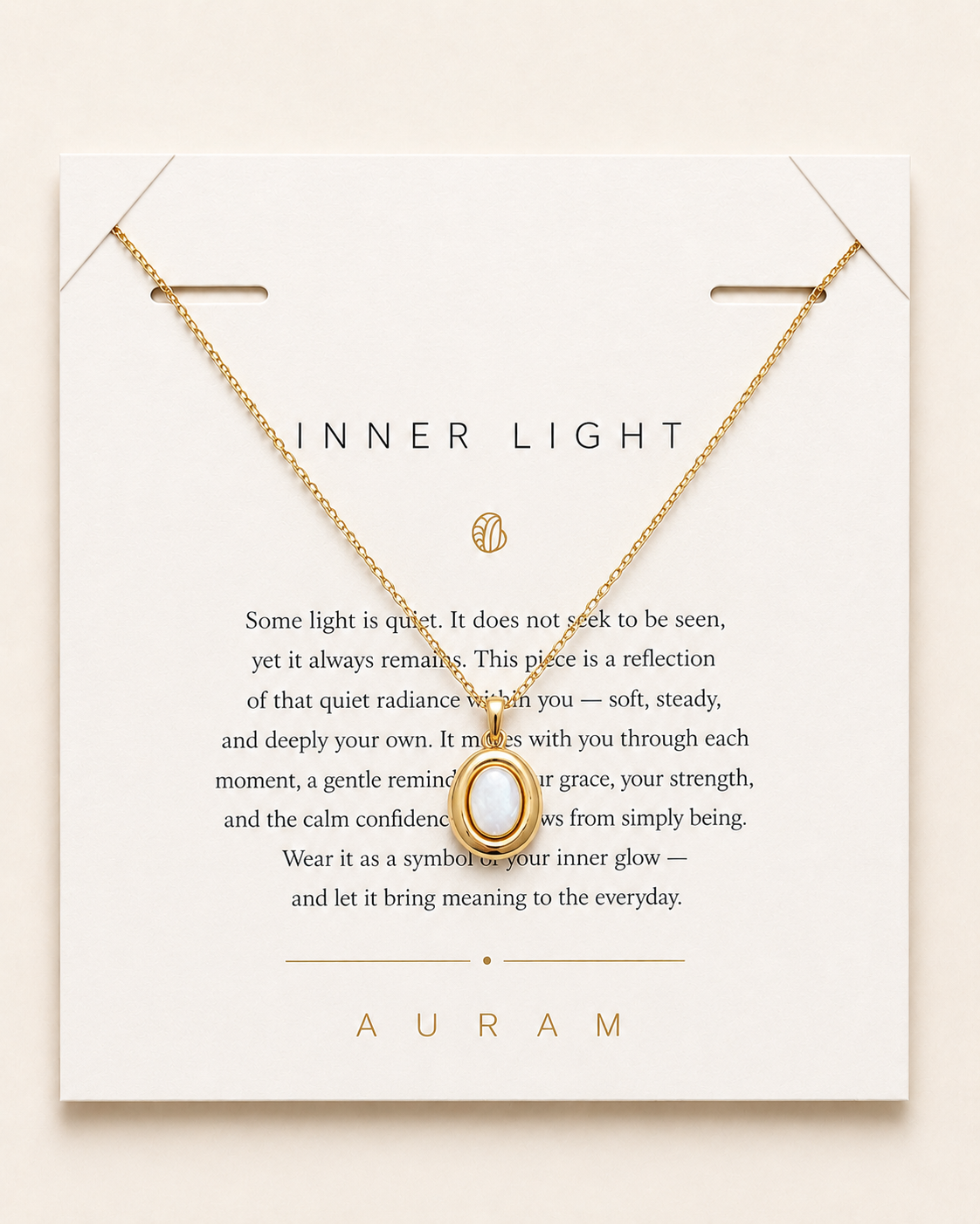Moon Cove Mother-of-Pearl Pendant Necklace by AURAM with moon-inspired shell pendant