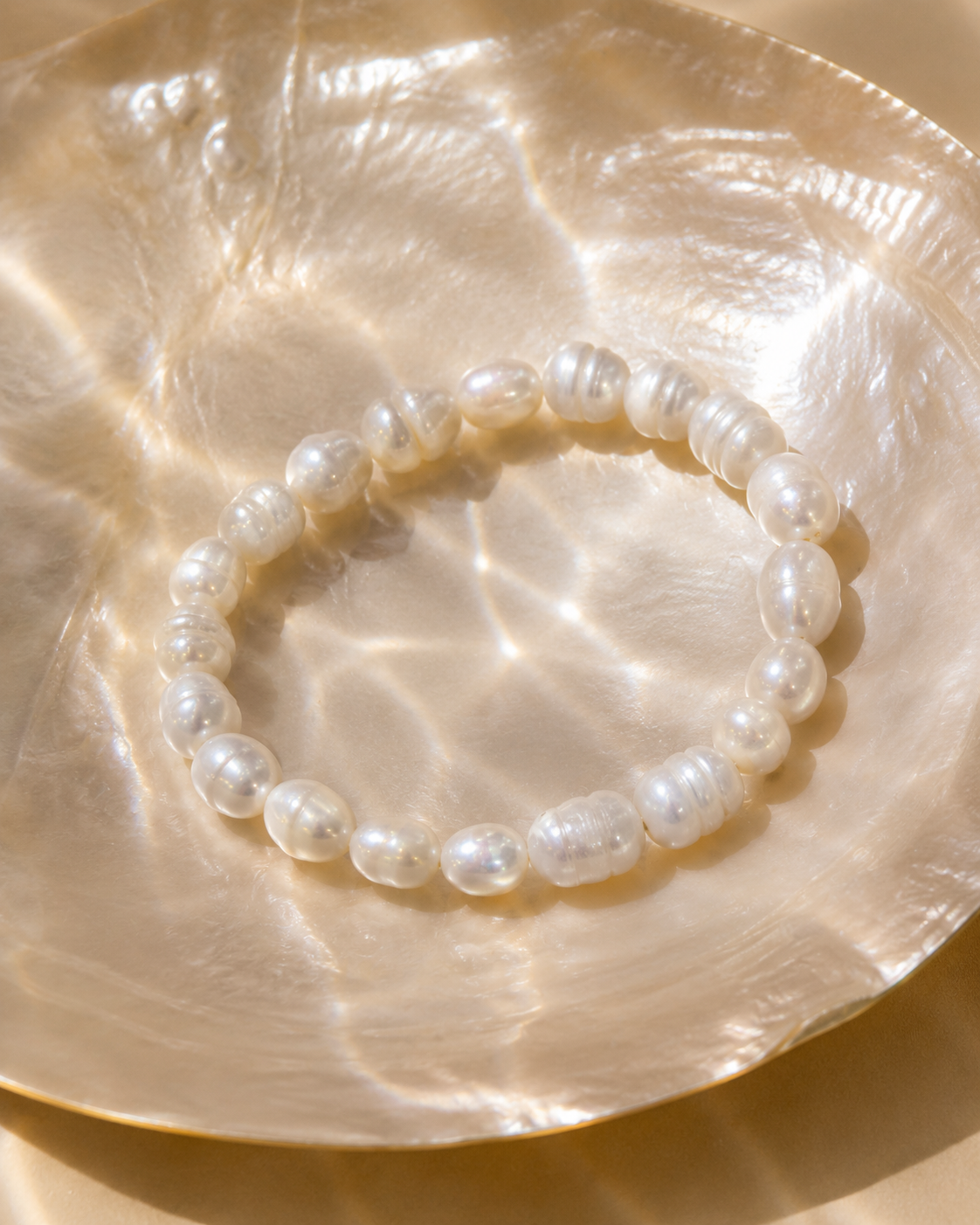 Alternate product view of Lucky Pearl Bracelet by AURAM with naturally irregular freshwater pearls