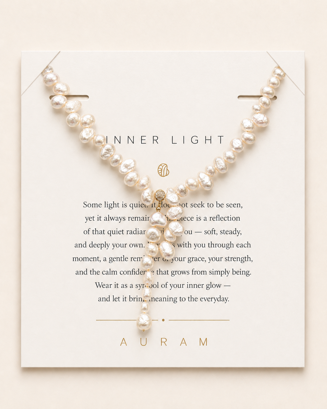 Quiet Glow Baroque Pearl Necklace by AURAM with delicate Y-necklace styling