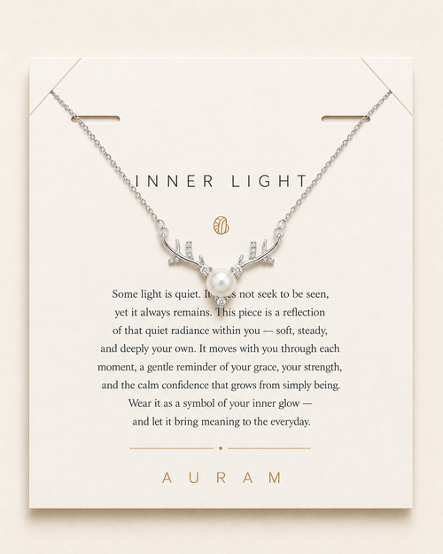 Forest Light Pearl Necklace by AURAM with soft pearl glow and nature-inspired styling