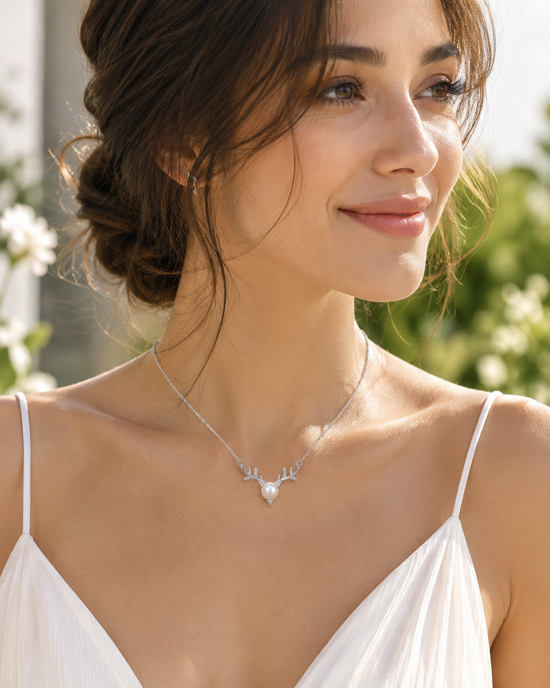 Additional view of Forest Light Pearl Necklace by AURAM with soft pearl glow and nature-inspired styling