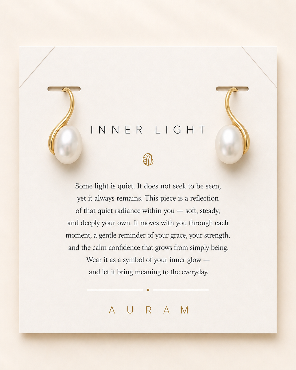 Luna Curve Pearl Earrings by AURAM, modern pearl earrings with soft gold-tone curve styling