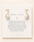 Luna Curve Pearl Earrings by AURAM, modern pearl earrings with soft gold-tone curve styling