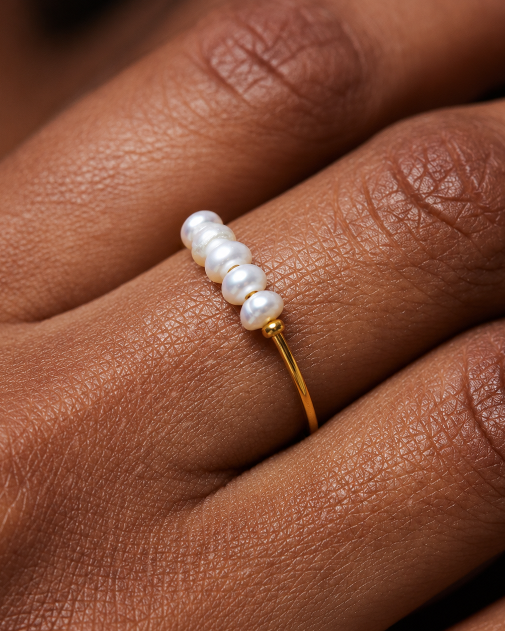 Additional view of Mini Baroque Pearl Ring by AURAM with naturally irregular pearl detail