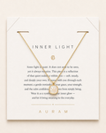 Shell Glow Pendant Necklace by AURAM on branded card with delicate gold-tone chain
