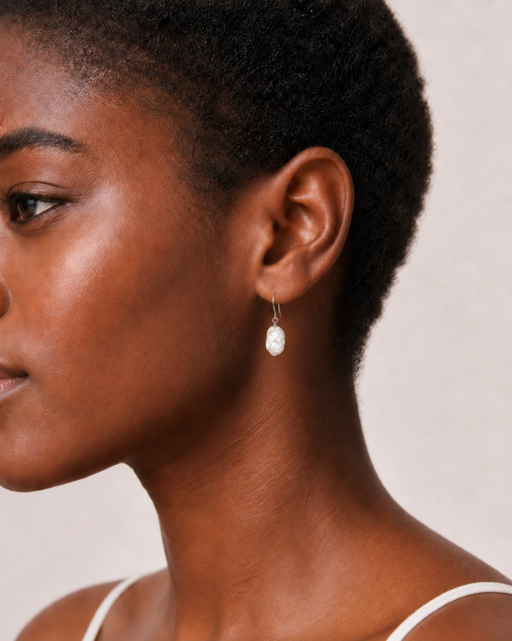 Additional view of Crescent Pearl Earrings by AURAM with moon-inspired pearl styling