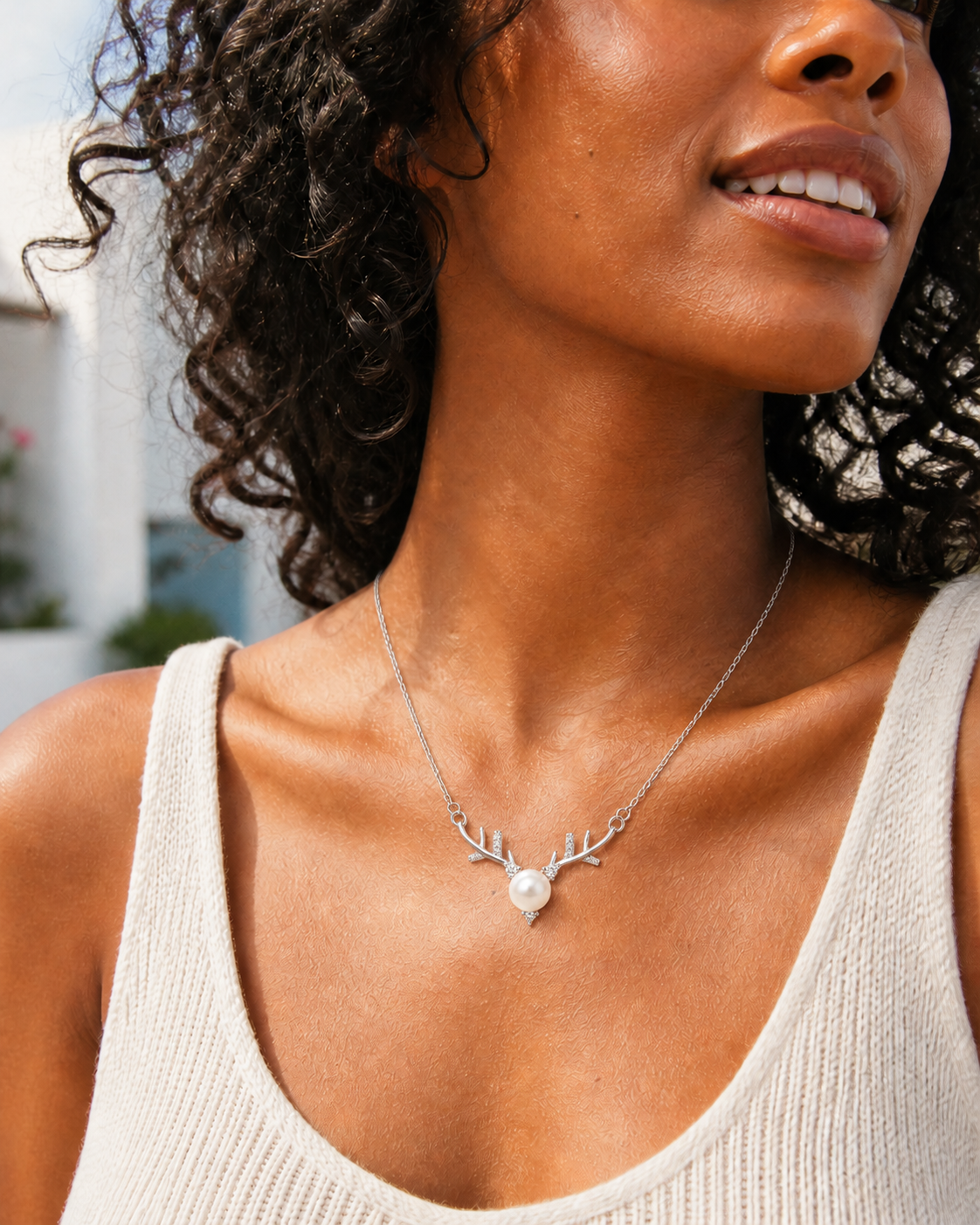 Additional view of Forest Light Pearl Necklace by AURAM with soft pearl glow and nature-inspired styling